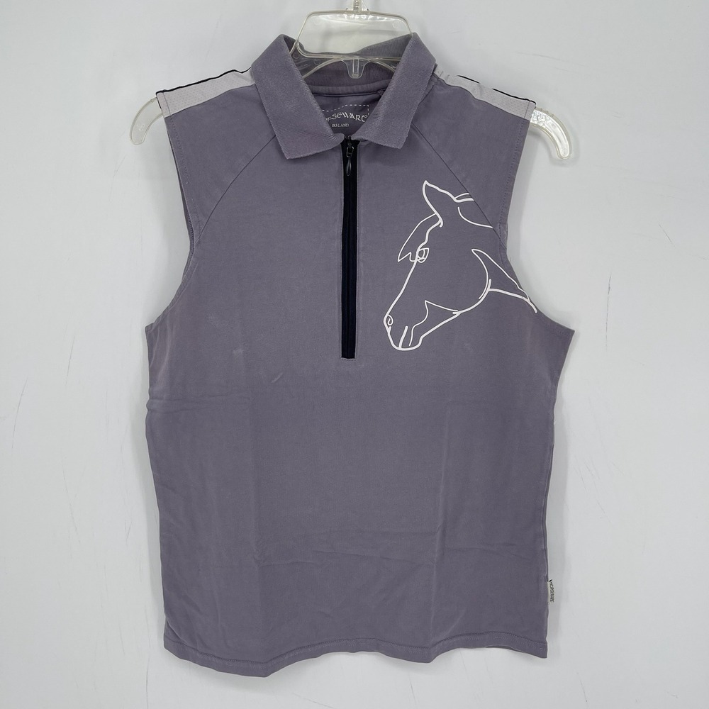 Horseware Ireland Women's Purple Horse Flamboro Sleeveless Polo Top Size L